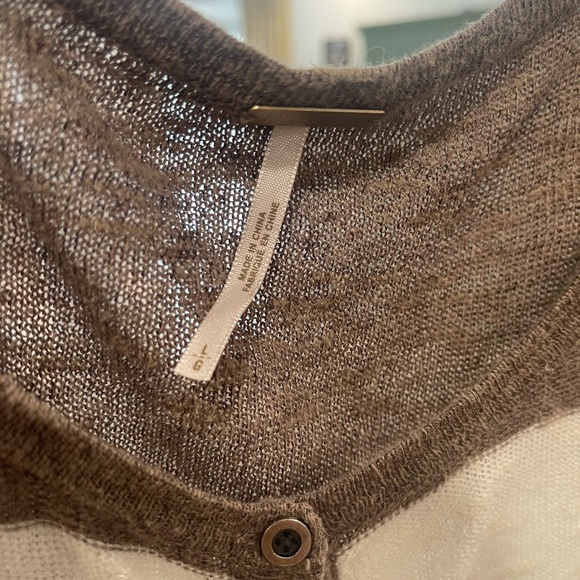 Free People, brown and cream, long sleeve tunic - Picture 4 of 11